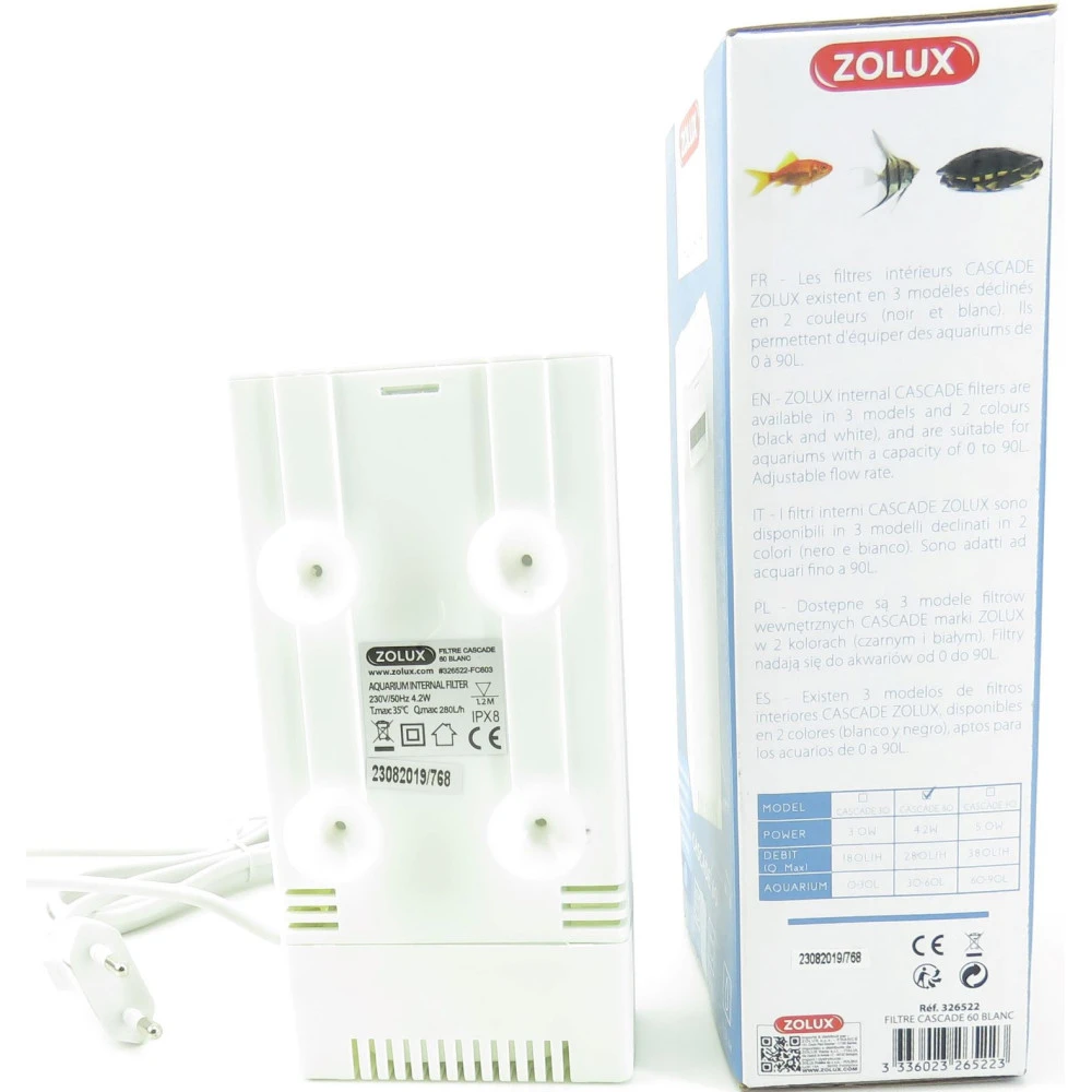 Zolux Filtration Intérieure Cascade 60 , 280l/h Pour Aquarium De 30 à 60l Max Couleur Blanc 4 Zolux Filtration Intérieure Cascade 60 , 280l/h Pour Aquarium De 30 à 60l Max Couleur Blanc – Image 4