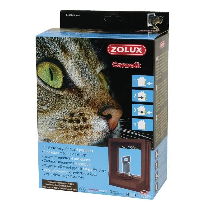 Zolux Catwalk Chatière Magnétique 4 Positions Marron 1 Zolux Catwalk Chatière Magnétique 4 Positions Marron